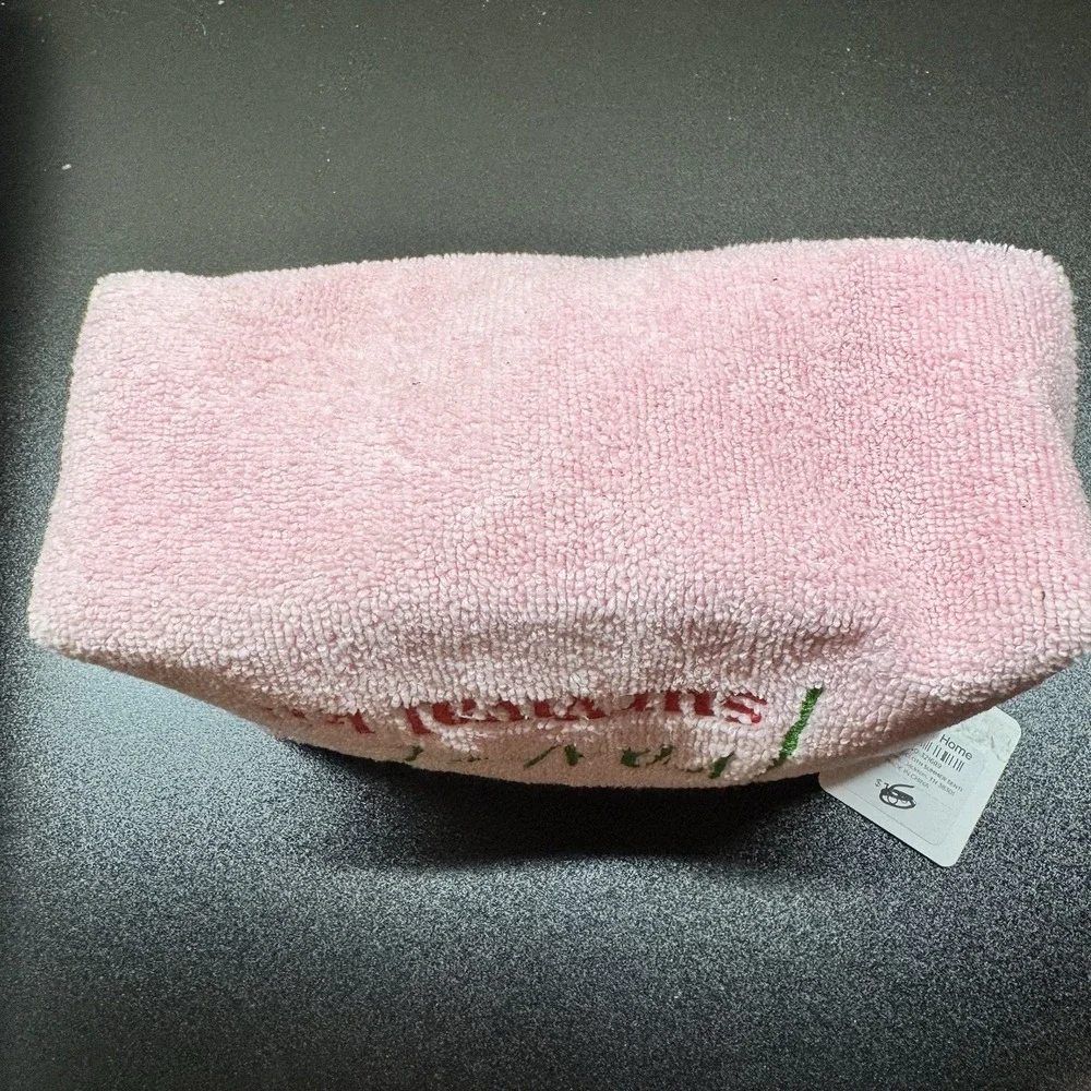Pink Pouch Terry Cloth Summer Travel‎ Survival Kit bag Kirkland's Home NWT Flaw